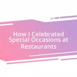 How I Celebrated Special Occasions at Restaurants